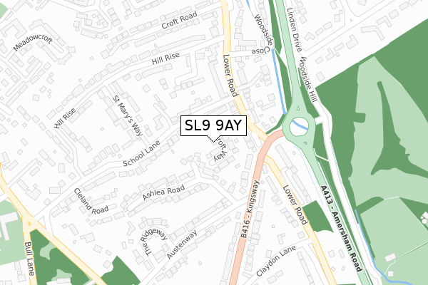 SL9 9AY map - large scale - OS Open Zoomstack (Ordnance Survey)