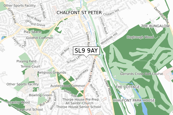 SL9 9AY map - small scale - OS Open Zoomstack (Ordnance Survey)