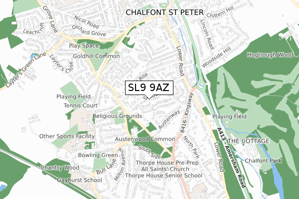 SL9 9AZ map - small scale - OS Open Zoomstack (Ordnance Survey)