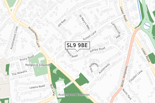 SL9 9BE map - large scale - OS Open Zoomstack (Ordnance Survey)