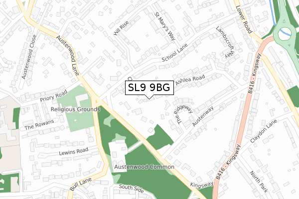 SL9 9BG map - large scale - OS Open Zoomstack (Ordnance Survey)