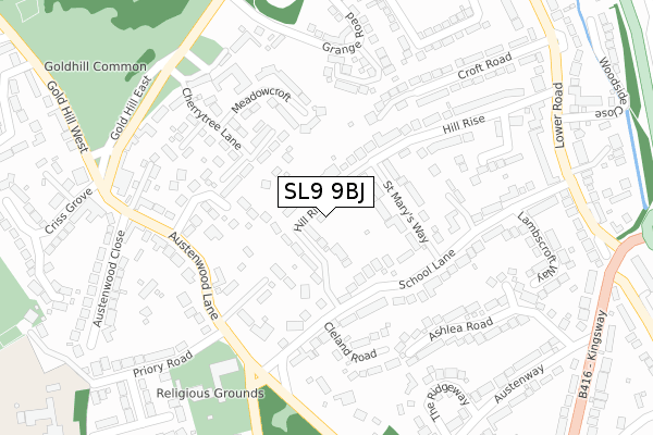 SL9 9BJ map - large scale - OS Open Zoomstack (Ordnance Survey)