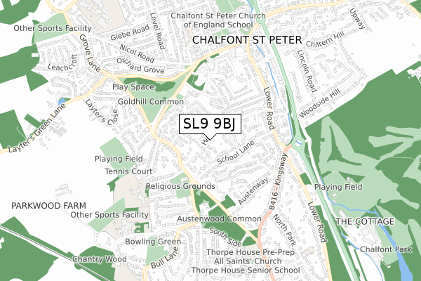 SL9 9BJ map - small scale - OS Open Zoomstack (Ordnance Survey)