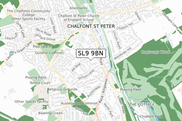 SL9 9BN map - small scale - OS Open Zoomstack (Ordnance Survey)