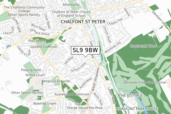 SL9 9BW map - small scale - OS Open Zoomstack (Ordnance Survey)