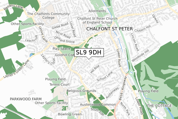 SL9 9DH map - small scale - OS Open Zoomstack (Ordnance Survey)