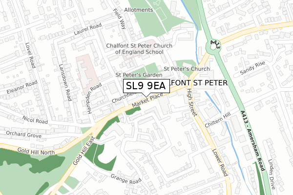 SL9 9EA map - large scale - OS Open Zoomstack (Ordnance Survey)