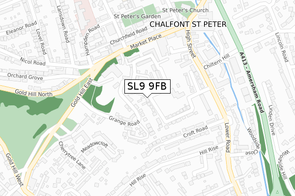 SL9 9FB map - large scale - OS Open Zoomstack (Ordnance Survey)