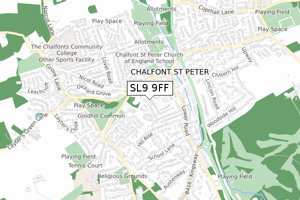 SL9 9FF map - small scale - OS Open Zoomstack (Ordnance Survey)