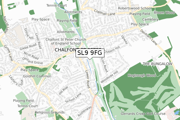 SL9 9FG map - small scale - OS Open Zoomstack (Ordnance Survey)