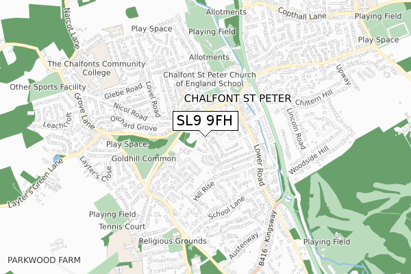 SL9 9FH map - small scale - OS Open Zoomstack (Ordnance Survey)