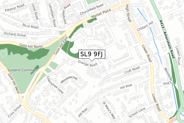 SL9 9FJ map - large scale - OS Open Zoomstack (Ordnance Survey)