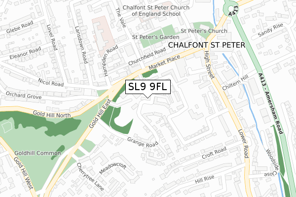 SL9 9FL map - large scale - OS Open Zoomstack (Ordnance Survey)