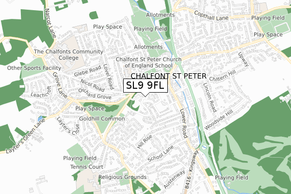 SL9 9FL map - small scale - OS Open Zoomstack (Ordnance Survey)