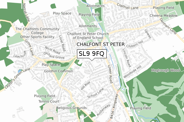 SL9 9FQ map - small scale - OS Open Zoomstack (Ordnance Survey)