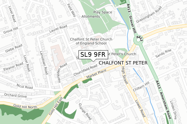 SL9 9FR map - large scale - OS Open Zoomstack (Ordnance Survey)