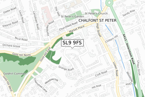 SL9 9FS map - large scale - OS Open Zoomstack (Ordnance Survey)