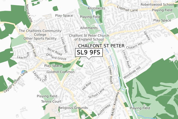 SL9 9FS map - small scale - OS Open Zoomstack (Ordnance Survey)