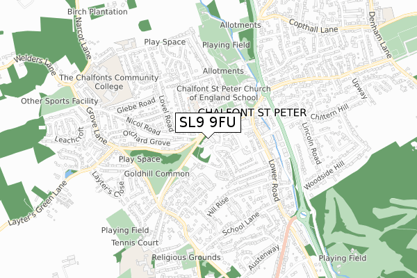 SL9 9FU map - small scale - OS Open Zoomstack (Ordnance Survey)