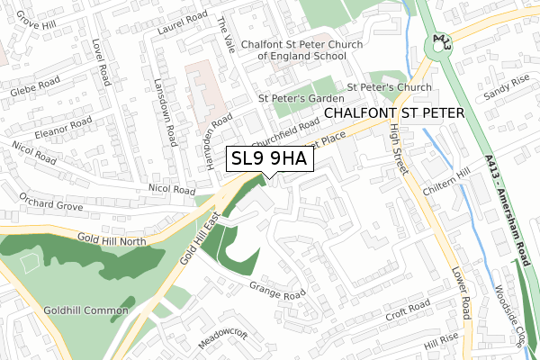 SL9 9HA map - large scale - OS Open Zoomstack (Ordnance Survey)