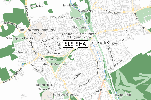 SL9 9HA map - small scale - OS Open Zoomstack (Ordnance Survey)