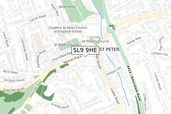 SL9 9HE map - large scale - OS Open Zoomstack (Ordnance Survey)