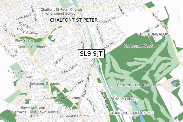 SL9 9JT map - small scale - OS Open Zoomstack (Ordnance Survey)