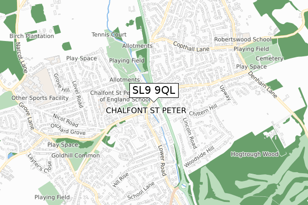 SL9 9QL map - small scale - OS Open Zoomstack (Ordnance Survey)