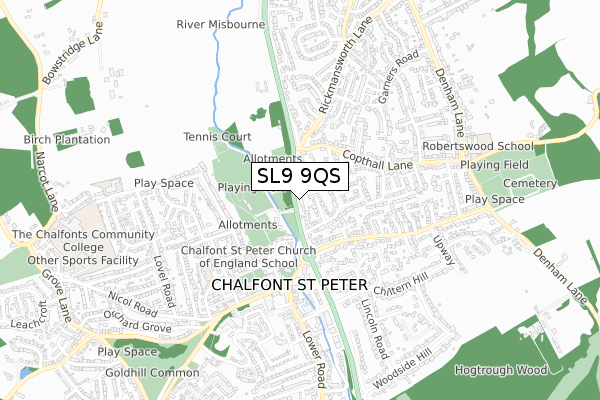 SL9 9QS map - small scale - OS Open Zoomstack (Ordnance Survey)