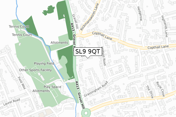 SL9 9QT map - large scale - OS Open Zoomstack (Ordnance Survey)