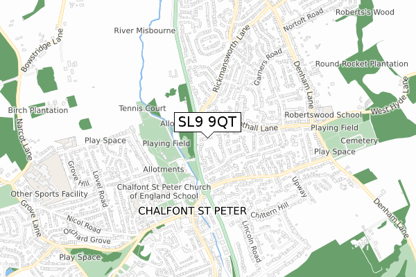 SL9 9QT map - small scale - OS Open Zoomstack (Ordnance Survey)