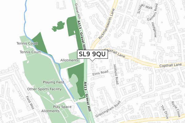 SL9 9QU map - large scale - OS Open Zoomstack (Ordnance Survey)