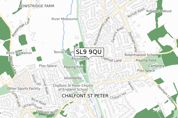 SL9 9QU map - small scale - OS Open Zoomstack (Ordnance Survey)