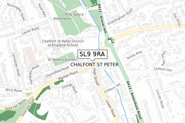 SL9 9RA map - large scale - OS Open Zoomstack (Ordnance Survey)