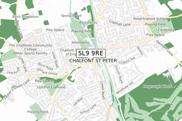 SL9 9RE map - small scale - OS Open Zoomstack (Ordnance Survey)