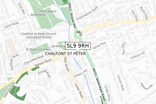 SL9 9RH map - large scale - OS Open Zoomstack (Ordnance Survey)