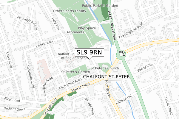 SL9 9RN map - large scale - OS Open Zoomstack (Ordnance Survey)