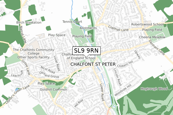 SL9 9RN map - small scale - OS Open Zoomstack (Ordnance Survey)