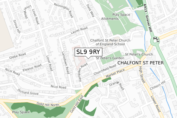 SL9 9RY map - large scale - OS Open Zoomstack (Ordnance Survey)