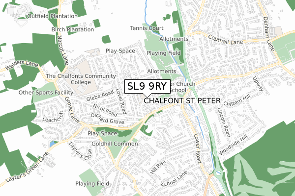 SL9 9RY map - small scale - OS Open Zoomstack (Ordnance Survey)