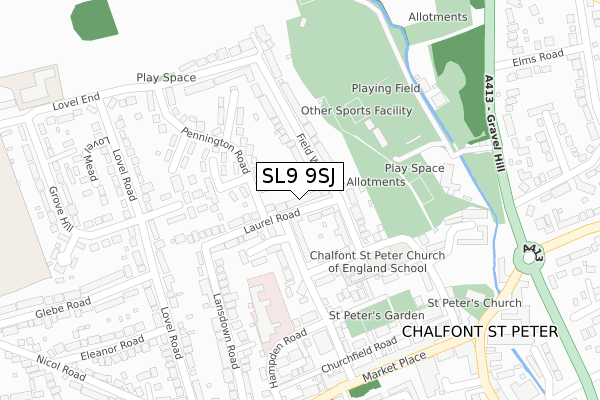 SL9 9SJ map - large scale - OS Open Zoomstack (Ordnance Survey)