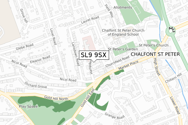 SL9 9SX map - large scale - OS Open Zoomstack (Ordnance Survey)