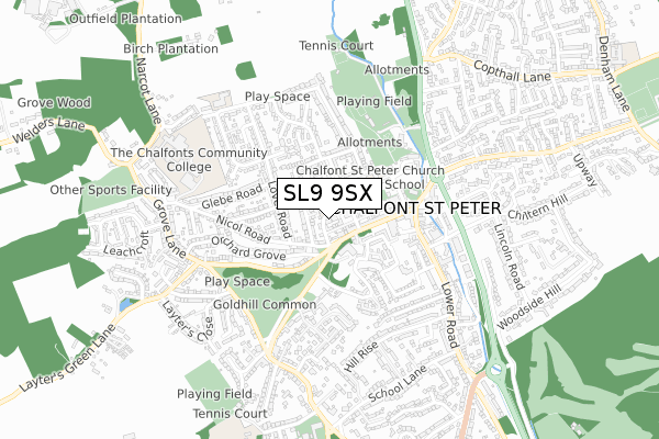 SL9 9SX map - small scale - OS Open Zoomstack (Ordnance Survey)