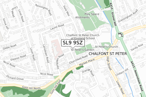 SL9 9SZ map - large scale - OS Open Zoomstack (Ordnance Survey)