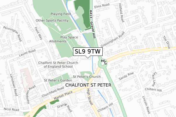 SL9 9TW map - large scale - OS Open Zoomstack (Ordnance Survey)