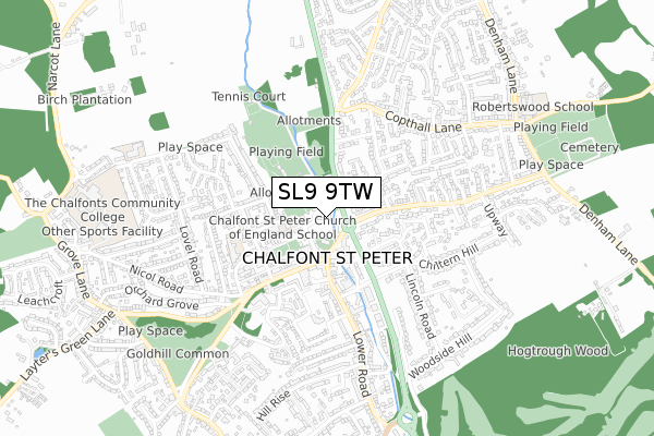 SL9 9TW map - small scale - OS Open Zoomstack (Ordnance Survey)