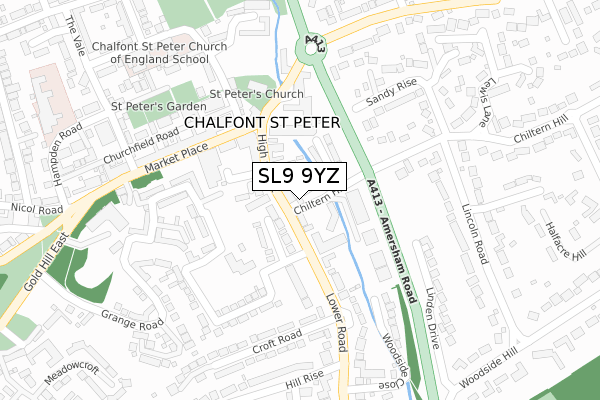 SL9 9YZ map - large scale - OS Open Zoomstack (Ordnance Survey)