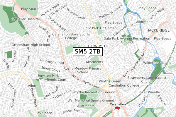 SM5 2TB map - small scale - OS Open Zoomstack (Ordnance Survey)