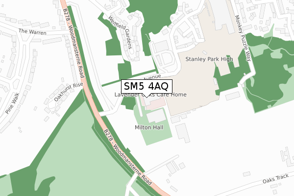 SM5 4AQ map - large scale - OS Open Zoomstack (Ordnance Survey)