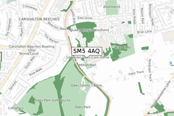 SM5 4AQ map - small scale - OS Open Zoomstack (Ordnance Survey)